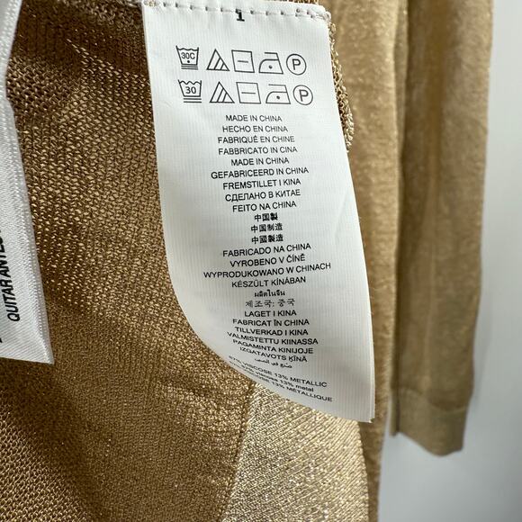 Michael Kors Turtleneck Size Large NWT Gold Semi-Sheer Metallic Stretch Holiday - Picture 15 of 16